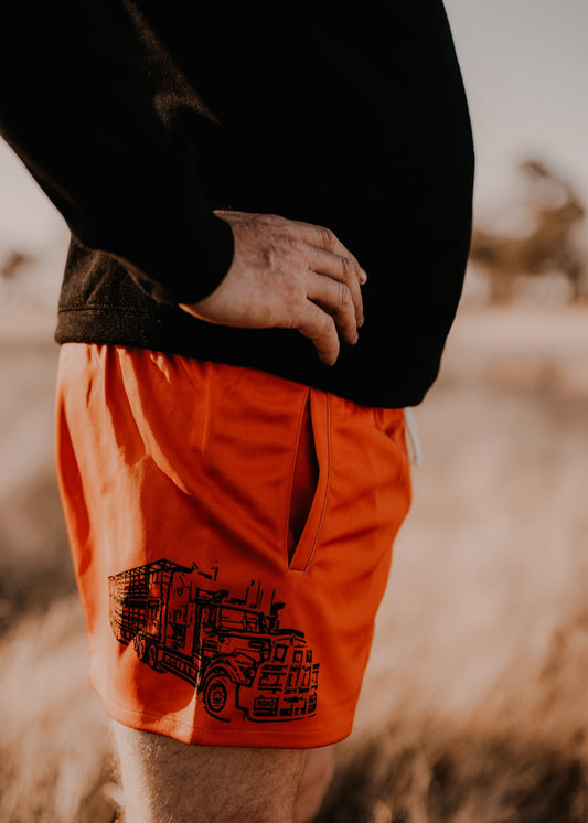 Footy Shorts in Burnt Orange